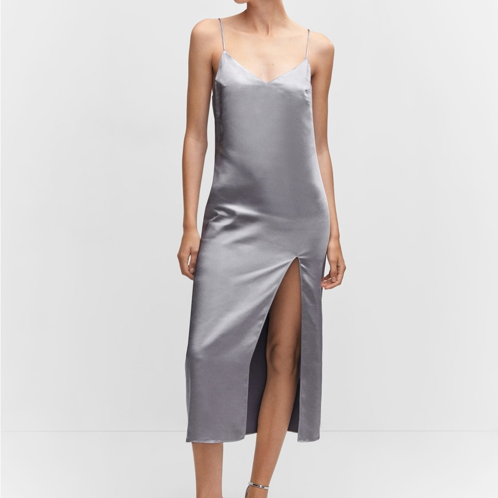 Elegant Silver Slip Dress